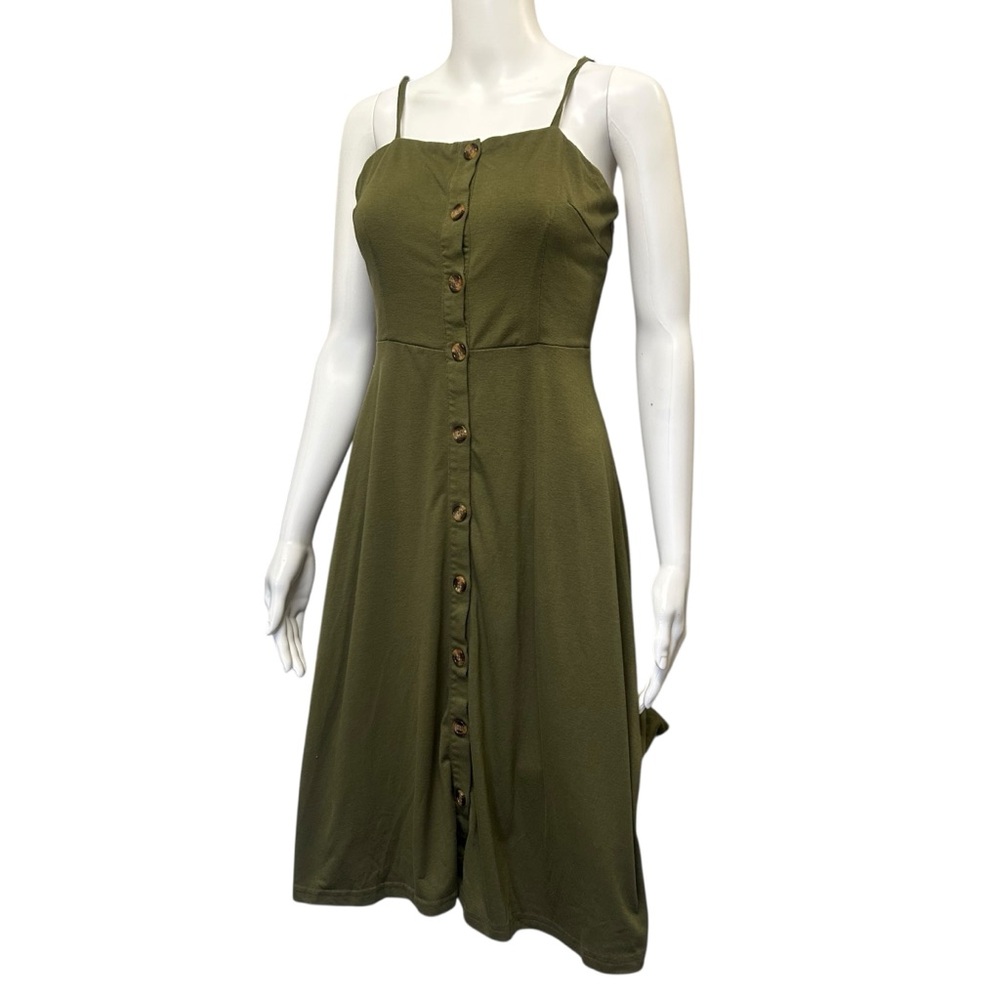 Berydress Olive Green Button Down Midi Dress Size S - Picture 4 of 7